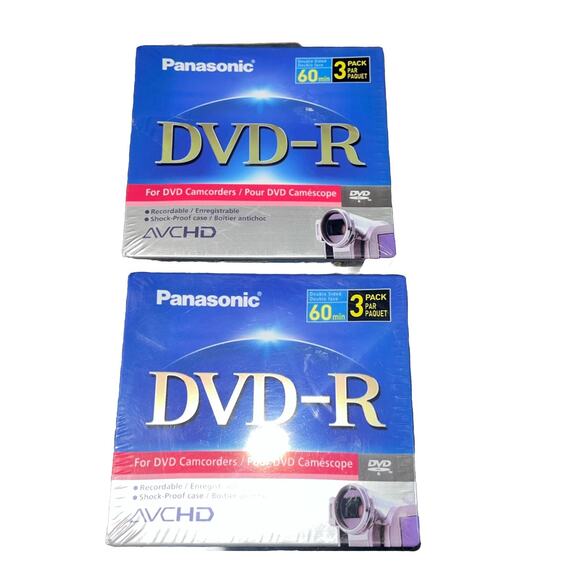 Panasonic DVD R 60 Min Double Sided Recordable Disc Lot 3 Factory Sealed - Picture 1 of 2